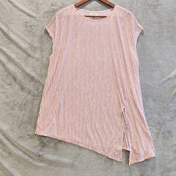 Max Studio Womens Red White Striped Asymmetric Sleeveless Tunic Size 3X Beach - Picture 1 of 11